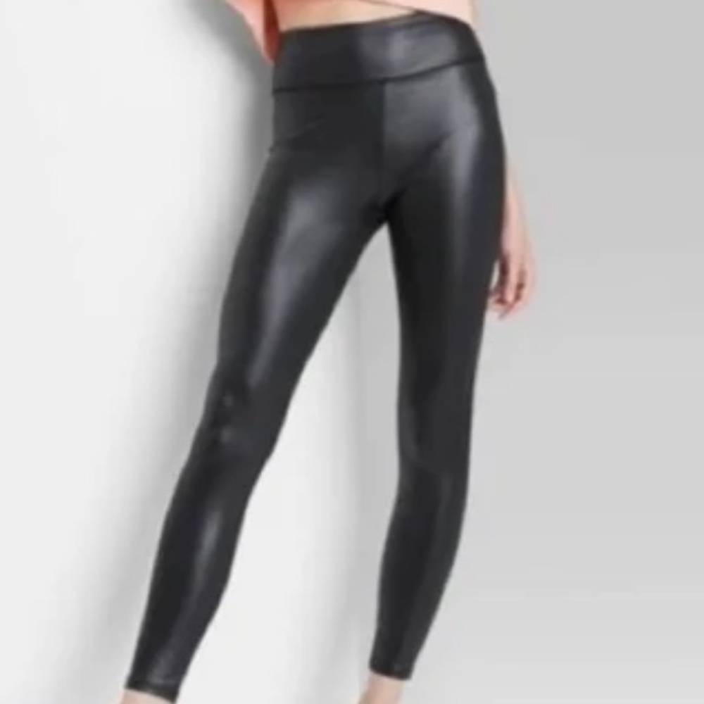 Wild Fable Black Faux Leather Leggings, XS